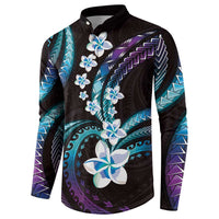 Hawaii Plumeria Button Sweatshirt Amethyst Gradient Polynesian Pattern LT01 - Polynesian Pride