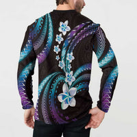 Hawaii Plumeria Button Sweatshirt Amethyst Gradient Polynesian Pattern LT01 - Polynesian Pride