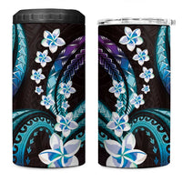 Hawaii Plumeria 4 in 1 Can Cooler Tumbler Amethyst Gradient Polynesian Pattern