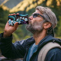 Hawaii Plumeria 4 in 1 Can Cooler Tumbler Amethyst Gradient Polynesian Pattern