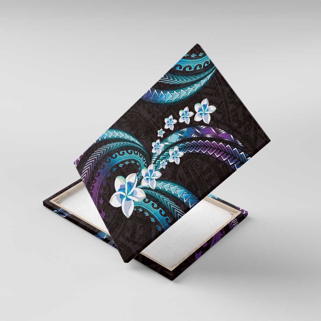 Hawaii Plumeria Canvas Wall Art Amethyst Gradient Polynesian Pattern LT01 With Frame Purple - Polynesian Pride