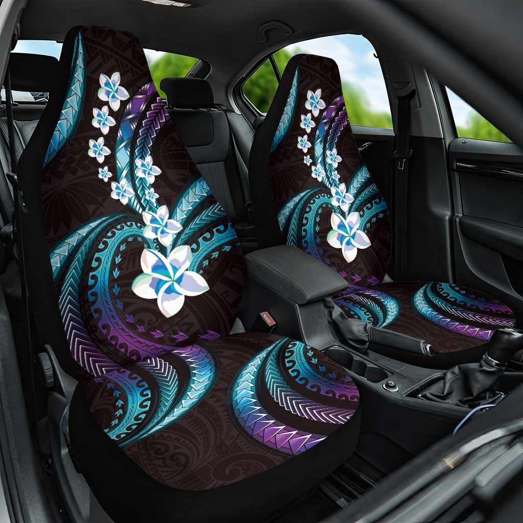 Hawaii Plumeria Car Seat Cover Amethyst Gradient Polynesian Pattern