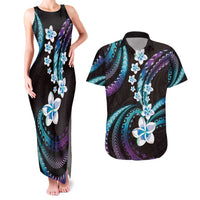 Hawaii Plumeria Couples Matching Tank Maxi Dress and Hawaiian Shirt Amethyst Gradient Polynesian Pattern LT01 Purple - Polynesian Pride