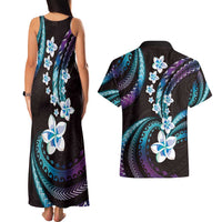 Hawaii Plumeria Couples Matching Tank Maxi Dress and Hawaiian Shirt Amethyst Gradient Polynesian Pattern LT01 - Polynesian Pride