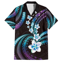 Hawaii Plumeria Family Matching Off Shoulder Maxi Dress and Hawaiian Shirt Amethyst Gradient Polynesian Pattern