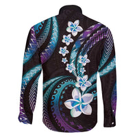 Hawaii Plumeria Family Matching Off Shoulder Maxi Dress and Hawaiian Shirt Amethyst Gradient Polynesian Pattern