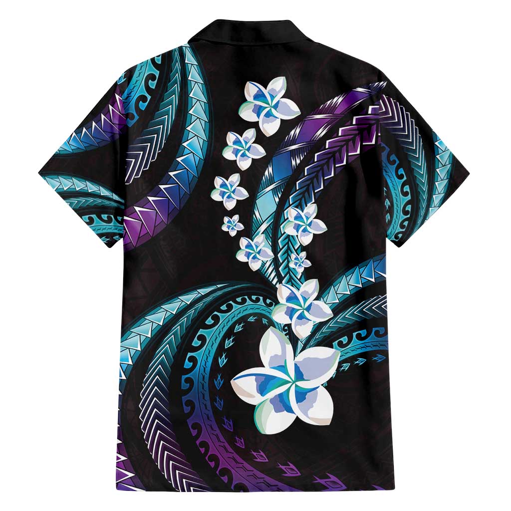 Hawaii Plumeria Family Matching Off Shoulder Short Dress and Hawaiian Shirt Amethyst Gradient Polynesian Pattern