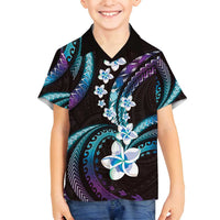 Hawaii Plumeria Family Matching Puletasi and Hawaiian Shirt Amethyst Gradient Polynesian Pattern