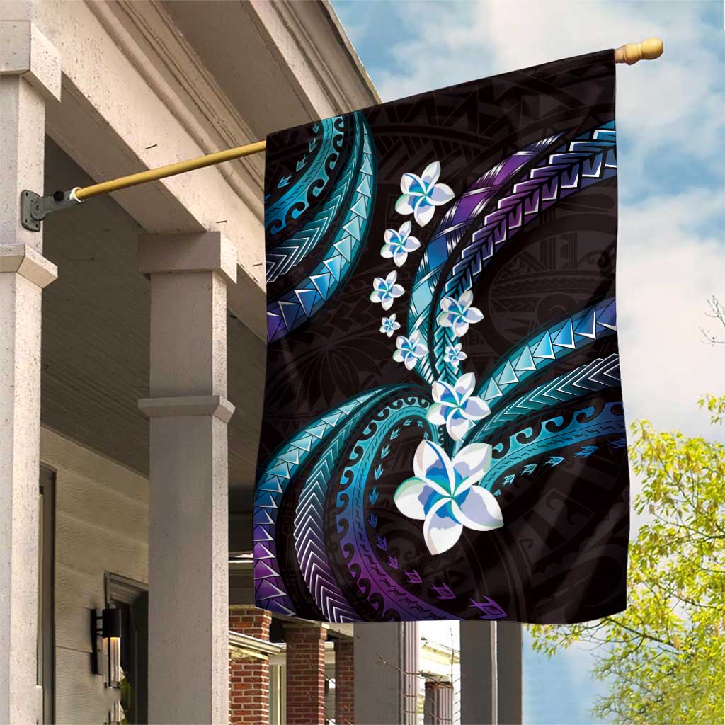 Hawaii Plumeria Garden Flag Amethyst Gradient Polynesian Pattern