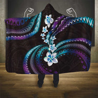 Hawaii Plumeria Hooded Blanket Amethyst Gradient Polynesian Pattern LT01 - Polynesian Pride