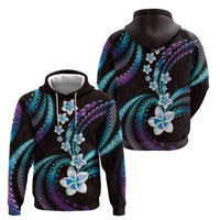 Hawaii Plumeria Hoodie Amethyst Gradient Polynesian Pattern