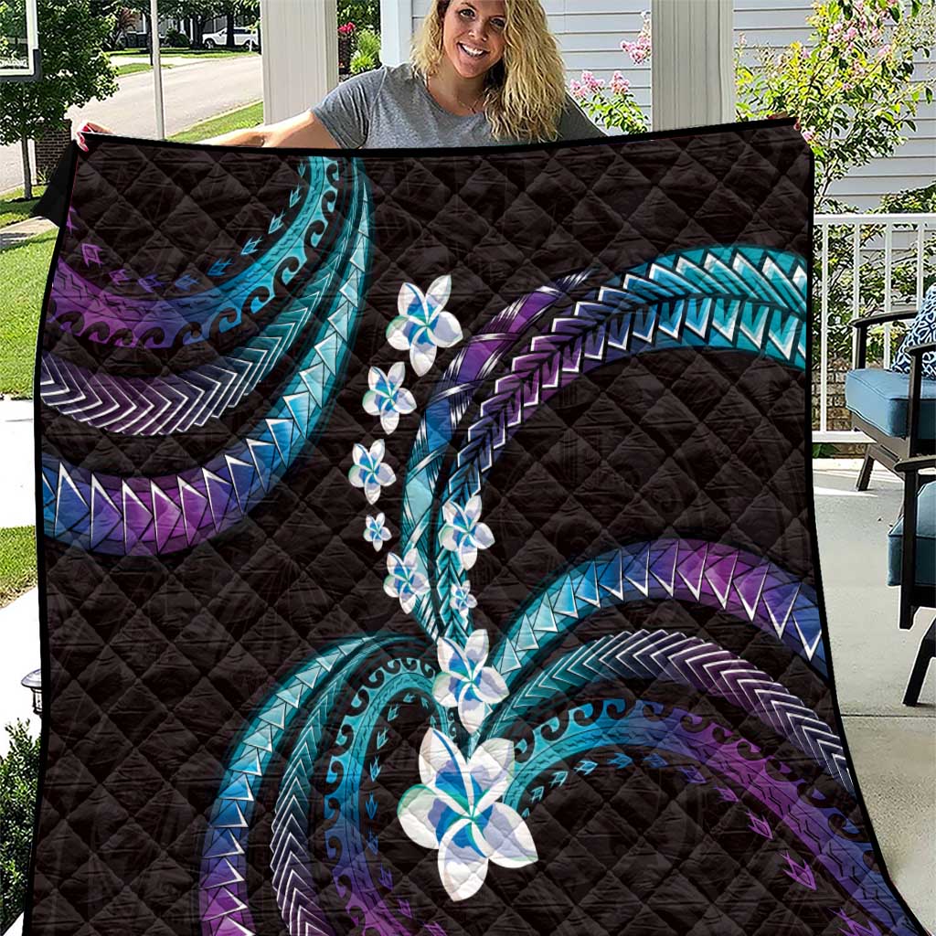 Hawaii Plumeria Quilt Amethyst Gradient Polynesian Pattern