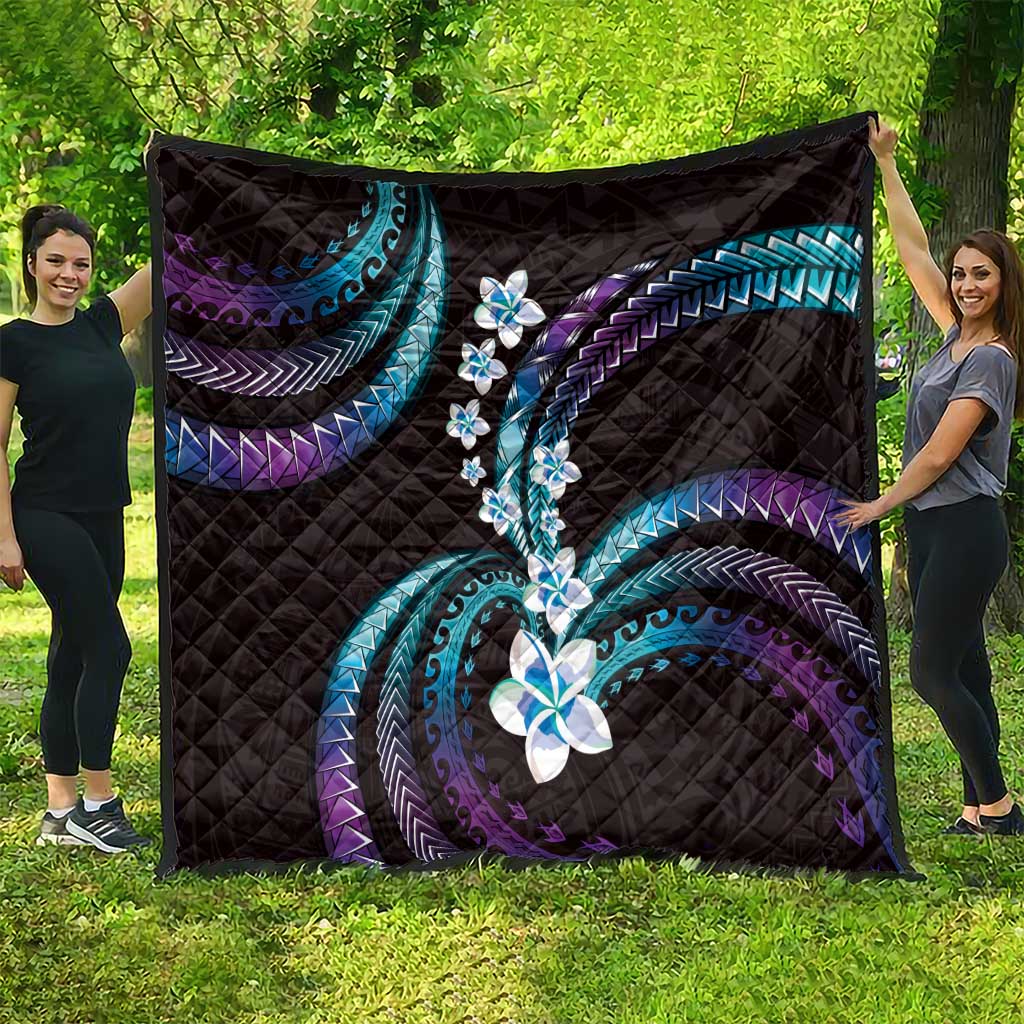Hawaii Plumeria Quilt Amethyst Gradient Polynesian Pattern