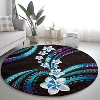 Hawaii Plumeria Round Carpet Amethyst Gradient Polynesian Pattern