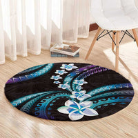 Hawaii Plumeria Round Carpet Amethyst Gradient Polynesian Pattern