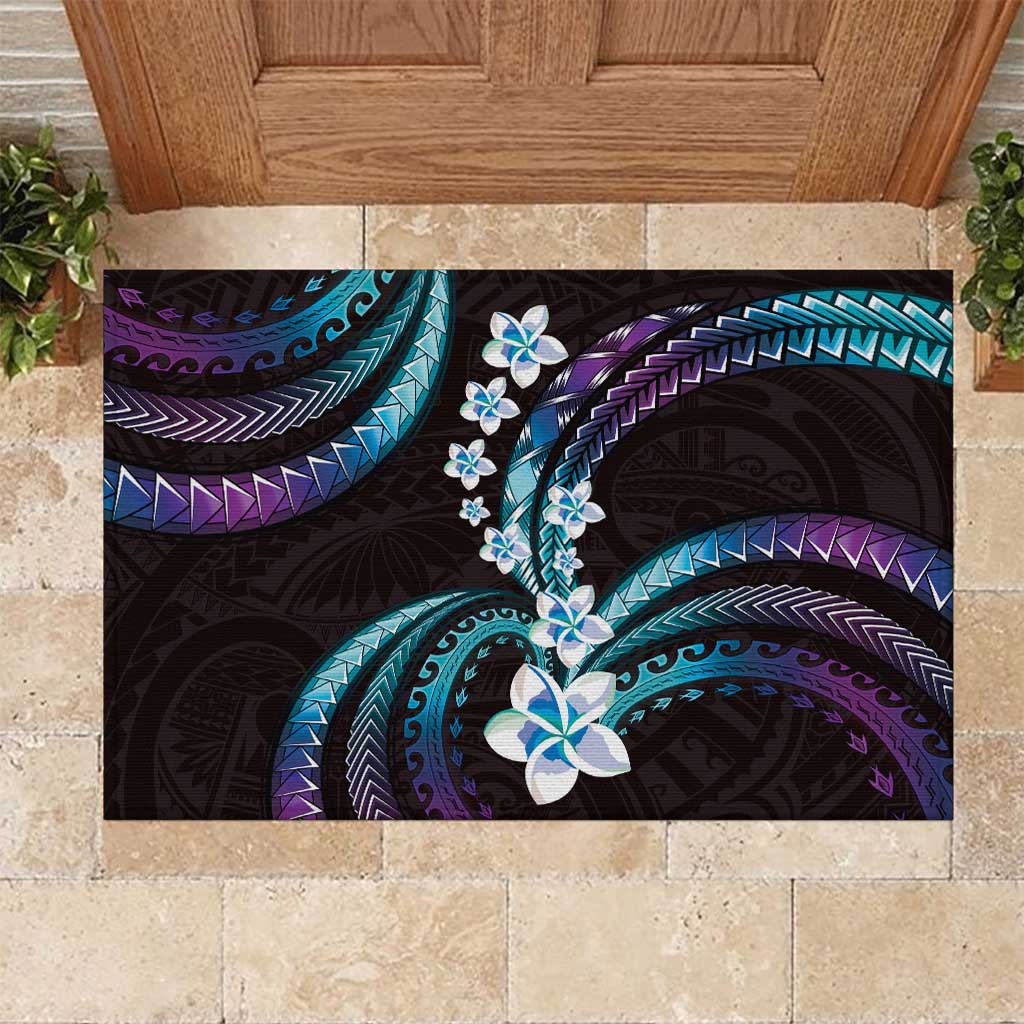 Hawaii Plumeria Rubber Doormat Amethyst Gradient Polynesian Pattern LT01 Purple - Polynesian Pride