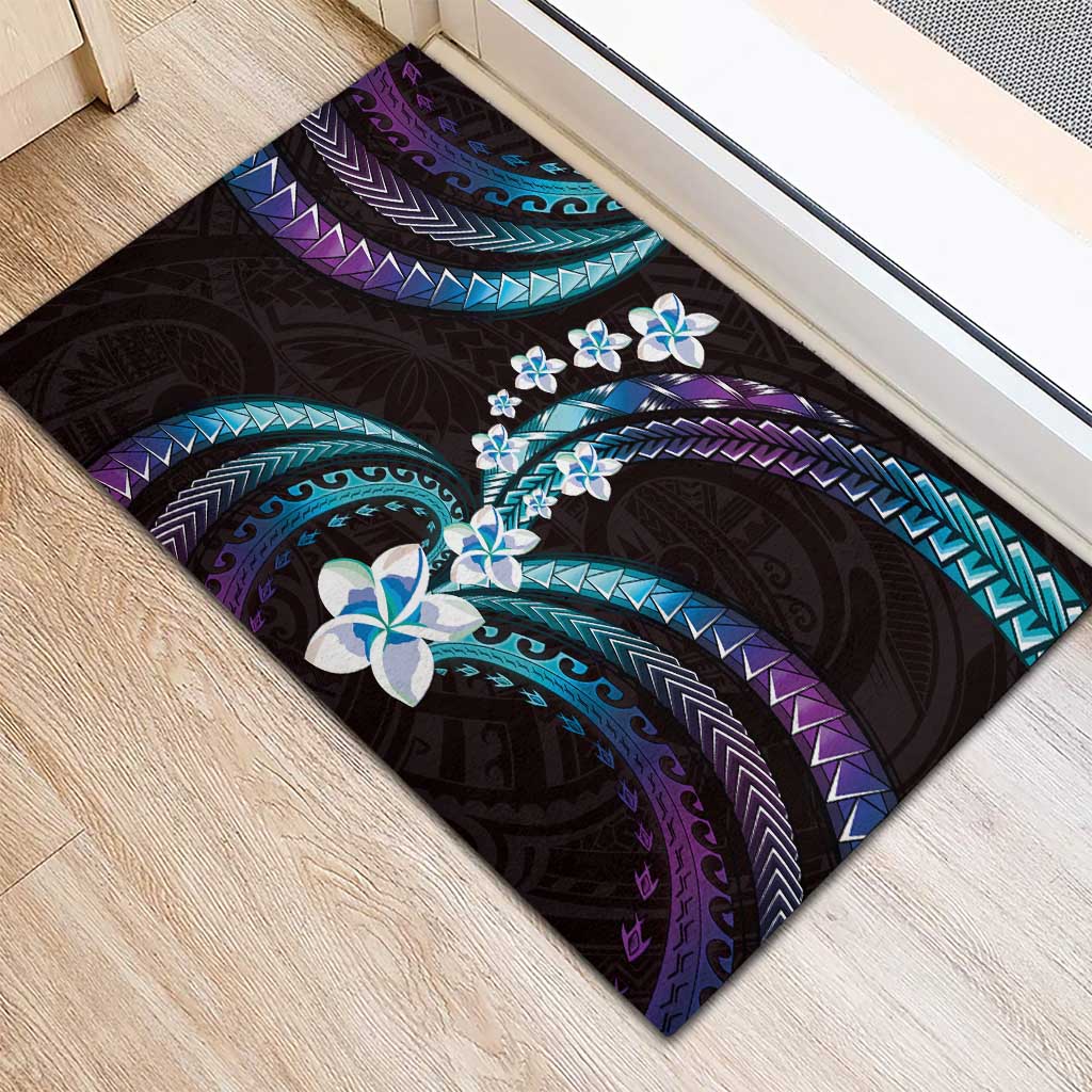 Hawaii Plumeria Rubber Doormat Amethyst Gradient Polynesian Pattern LT01 - Polynesian Pride