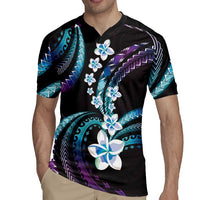 Hawaii Plumeria Rugby Jersey Amethyst Gradient Polynesian Pattern