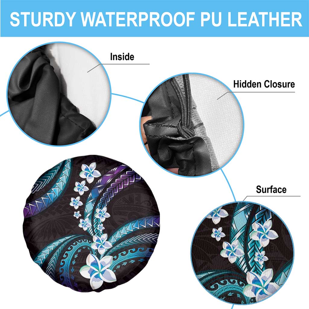 Hawaii Plumeria Spare Tire Cover Amethyst Gradient Polynesian Pattern