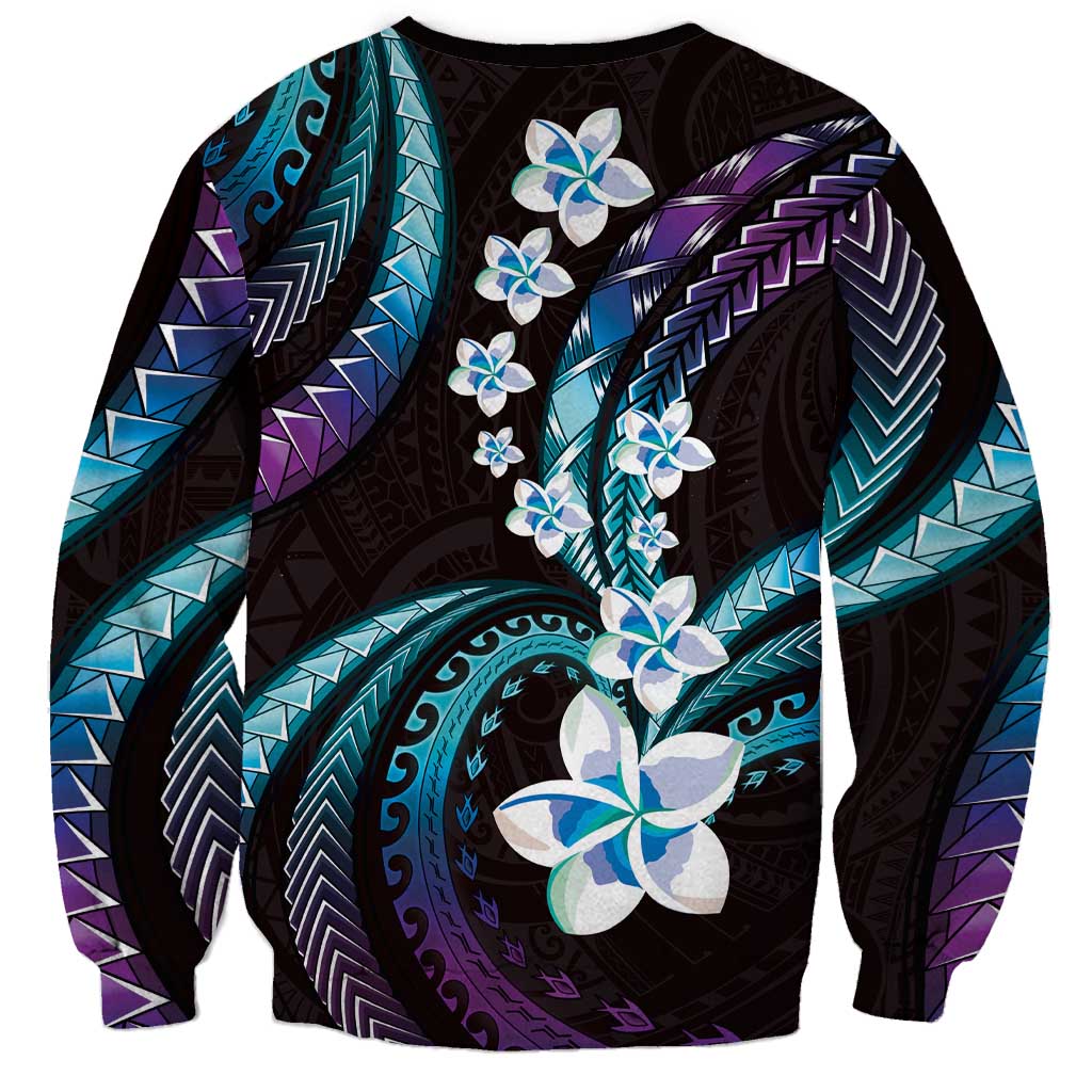Hawaii Plumeria Sweatshirt Amethyst Gradient Polynesian Pattern LT01 - Polynesian Pride