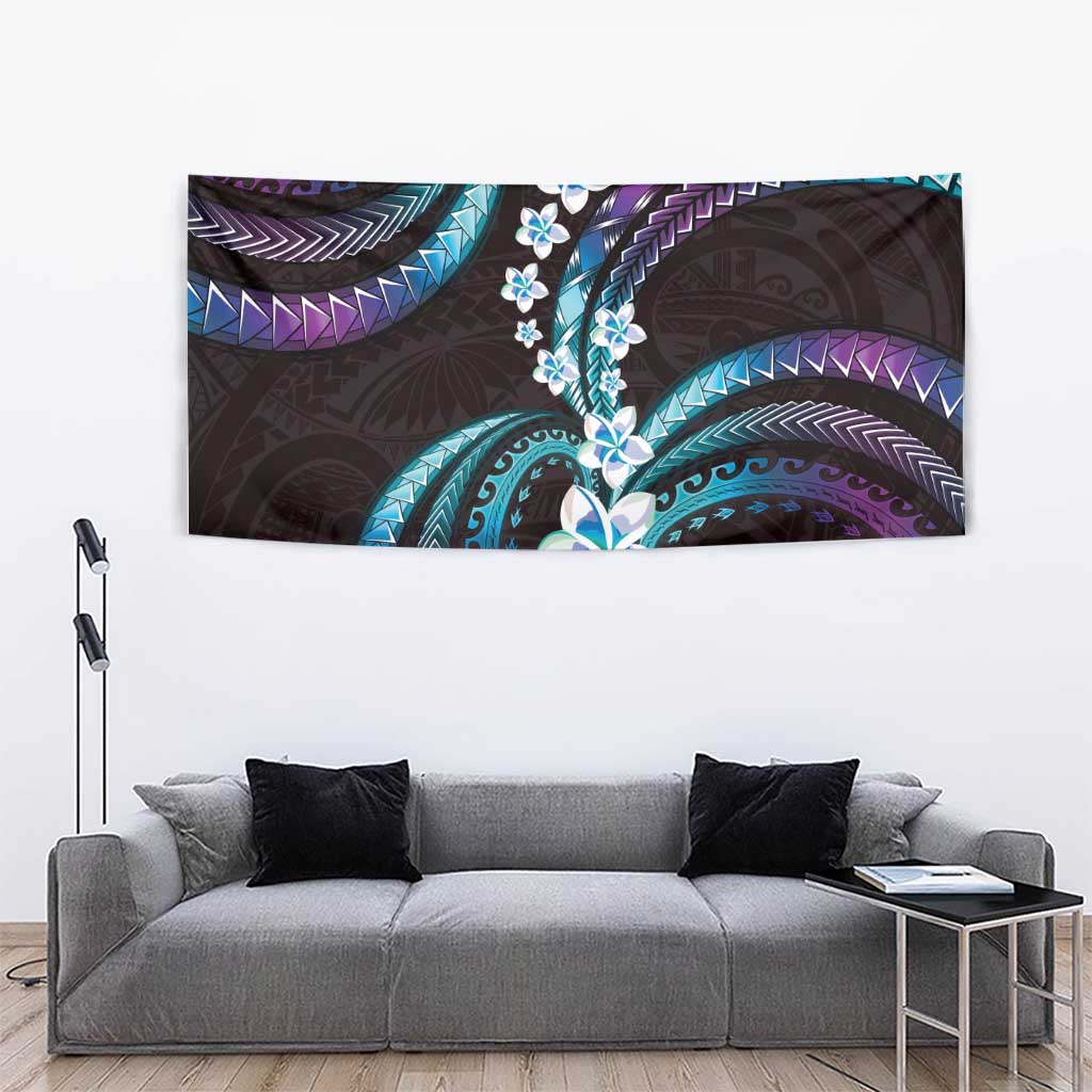 Hawaii Plumeria Tapestry Amethyst Gradient Polynesian Pattern