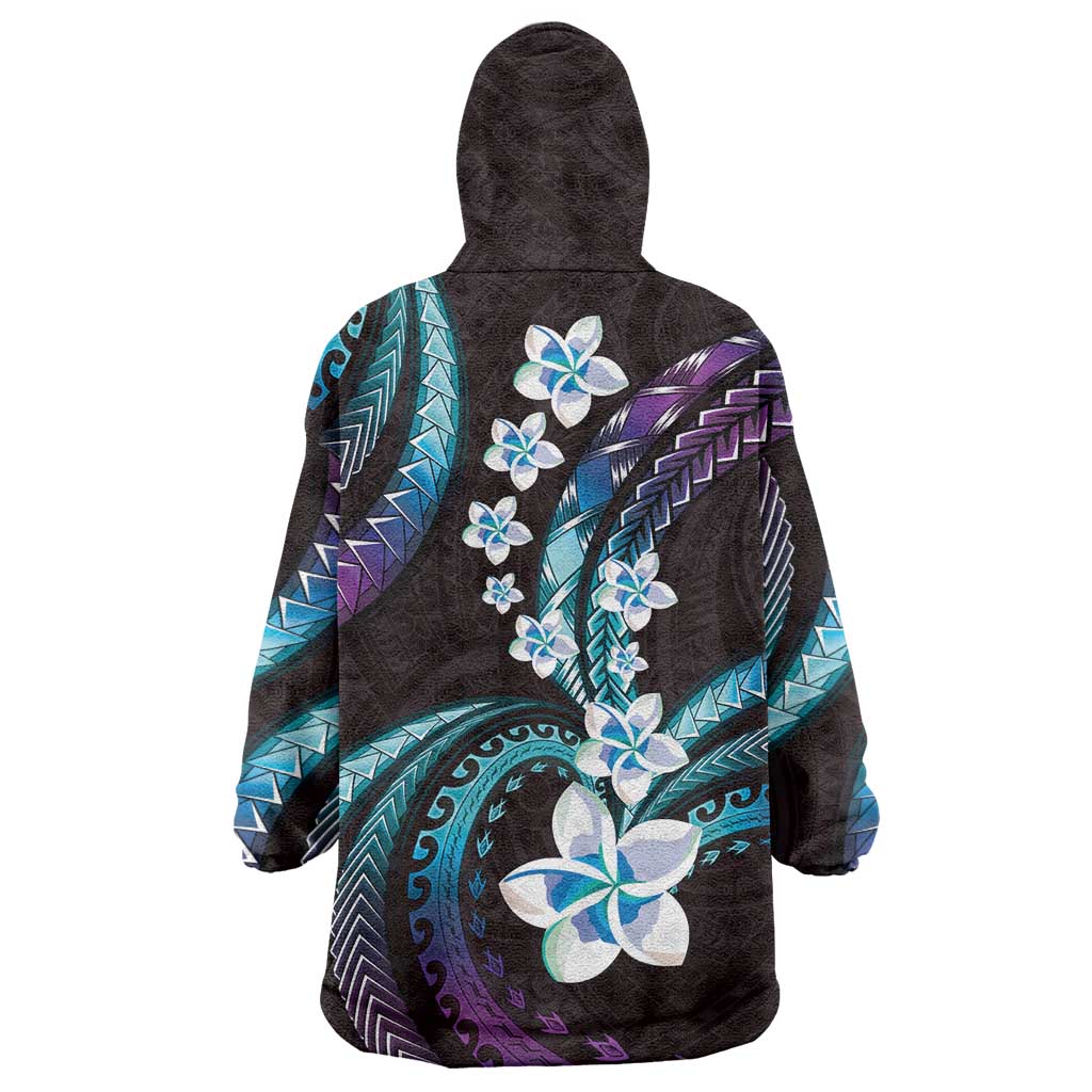 Hawaii Plumeria Wearable Blanket Hoodie Amethyst Gradient Polynesian Pattern LT01 - Polynesian Pride