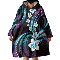 Hawaii Plumeria Wearable Blanket Hoodie Amethyst Gradient Polynesian Pattern LT01 - Polynesian Pride