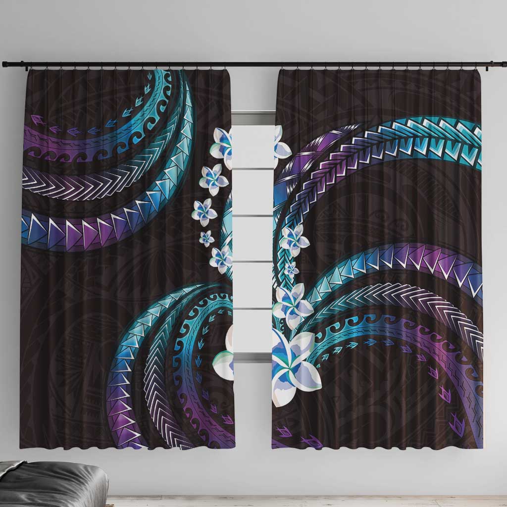 Hawaii Plumeria Window Curtain Amethyst Gradient Polynesian Pattern LT01 With Hooks Purple - Polynesian Pride