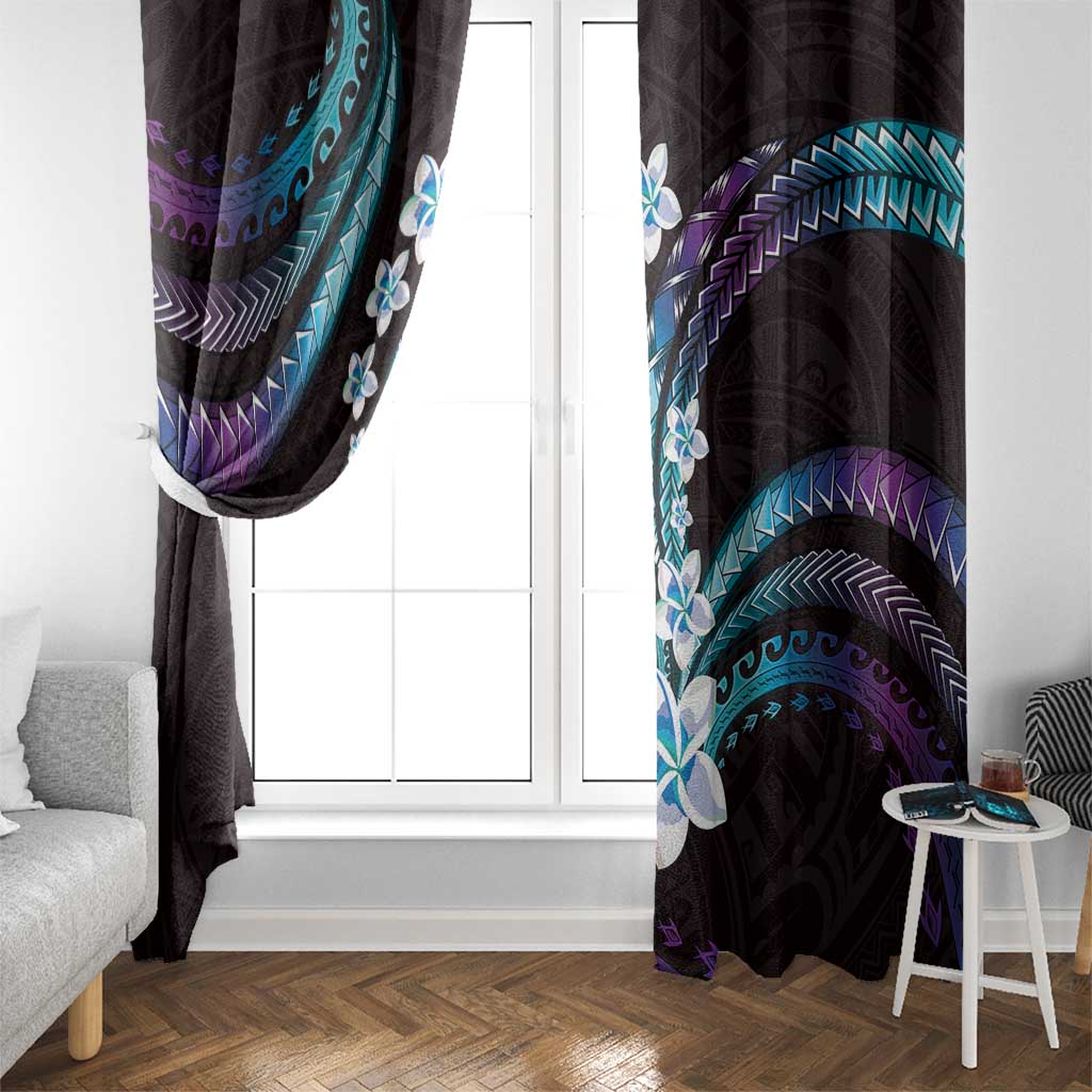 Hawaii Plumeria Window Curtain Amethyst Gradient Polynesian Pattern LT01 - Polynesian Pride