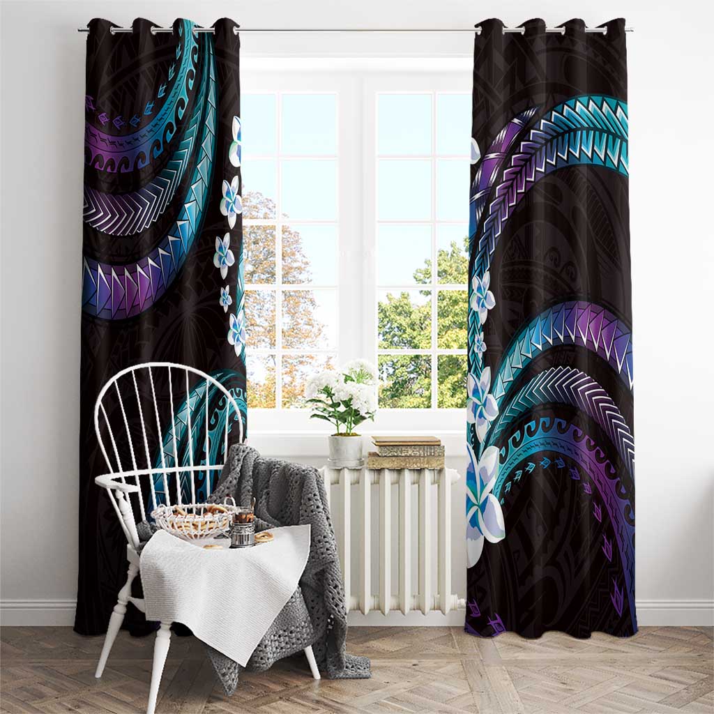 Hawaii Plumeria Window Curtain Amethyst Gradient Polynesian Pattern LT01 - Polynesian Pride