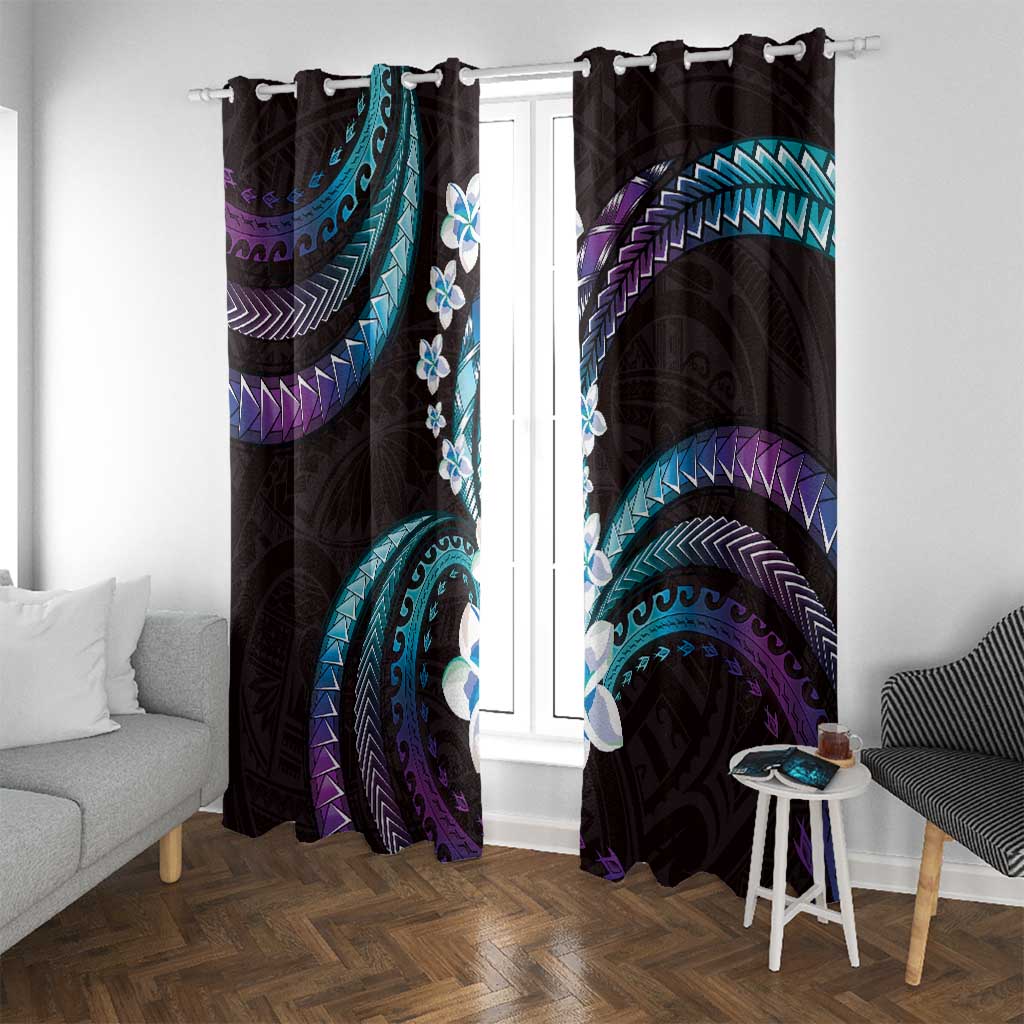 Hawaii Plumeria Window Curtain Amethyst Gradient Polynesian Pattern LT01 With Grommets Purple - Polynesian Pride