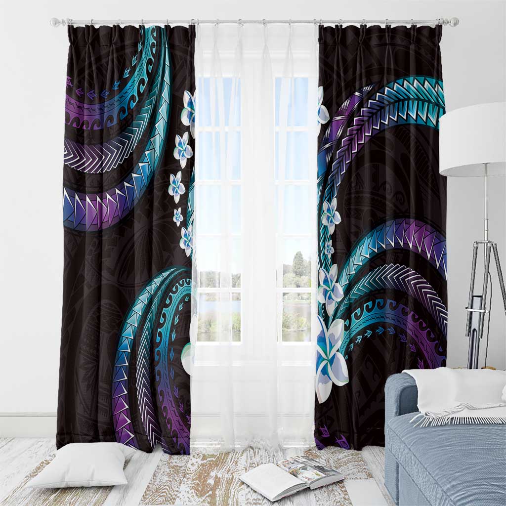 Hawaii Plumeria Window Curtain Amethyst Gradient Polynesian Pattern LT01 - Polynesian Pride