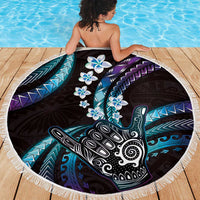 Hawaii Shaka Sign Beach Blanket Fantastic Frangipani Amethyst Gradient LT01 - Polynesian Pride