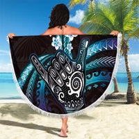 Hawaii Shaka Sign Beach Blanket Fantastic Frangipani Amethyst Gradient LT01 - Polynesian Pride