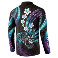 Hawaii Shaka Sign Button Sweatshirt Fantastic Frangipani Amethyst Gradient LT01 - Polynesian Pride