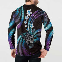 Hawaii Shaka Sign Button Sweatshirt Fantastic Frangipani Amethyst Gradient LT01 - Polynesian Pride