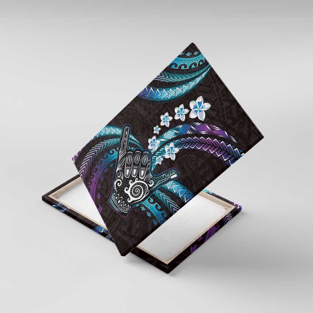 Hawaii Shaka Sign Canvas Wall Art Fantastic Frangipani Amethyst Gradient LT01 With Frame Purple - Polynesian Pride