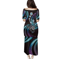 Hawaii Shaka Sign Family Matching Puletasi and Hawaiian Shirt Fantastic Frangipani Amethyst Gradient