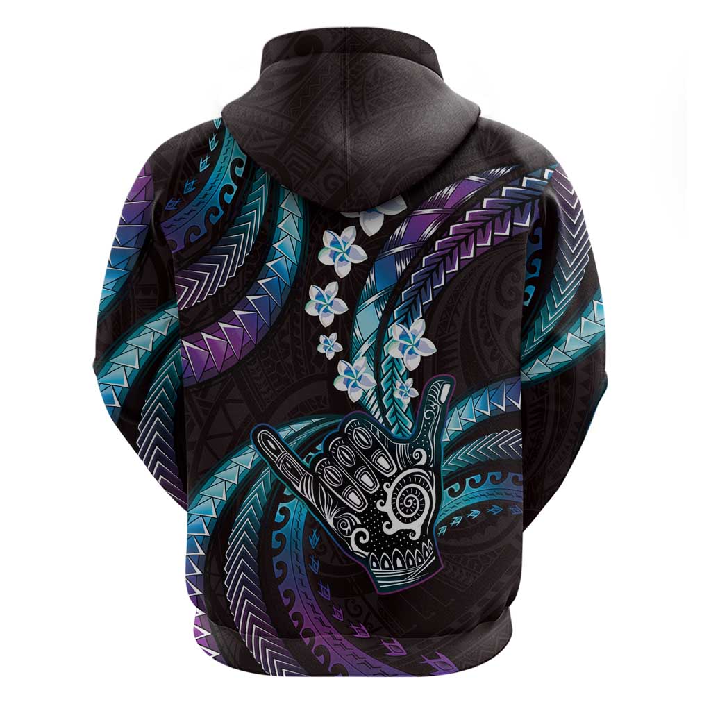 Hawaii Shaka Sign Hoodie Fantastic Frangipani Amethyst Gradient