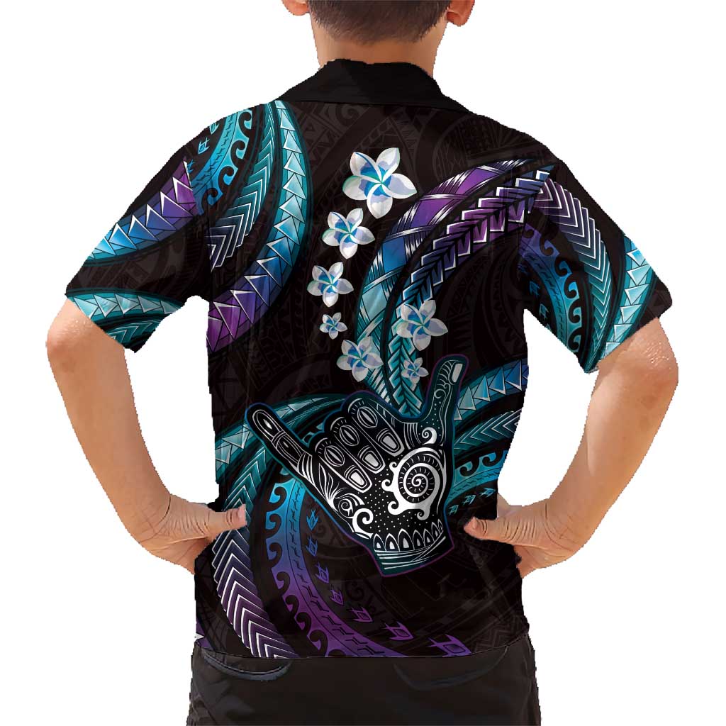 Hawaii Shaka Sign Kid Hawaiian Shirt Fantastic Frangipani Amethyst Gradient LT01 - Polynesian Pride