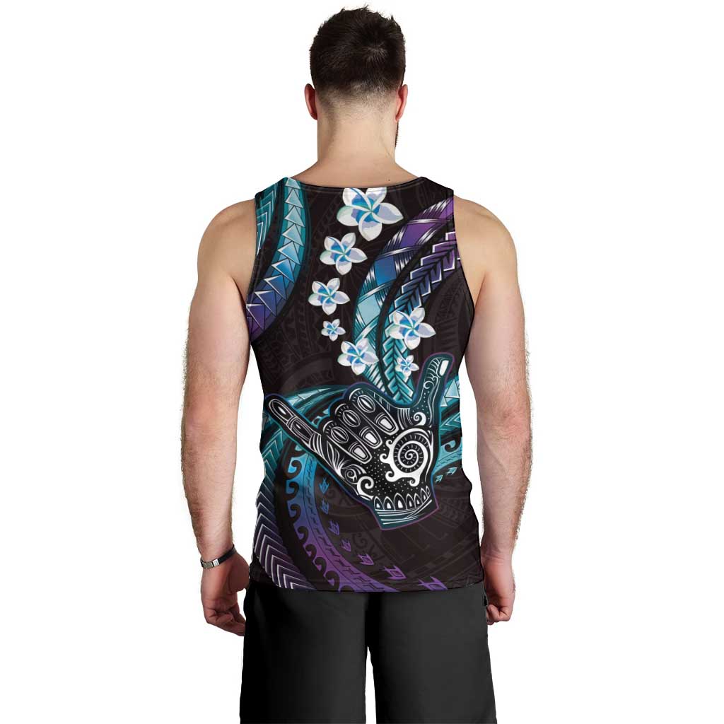 Hawaii Shaka Sign Men Tank Top Fantastic Frangipani Amethyst Gradient LT01 - Polynesian Pride