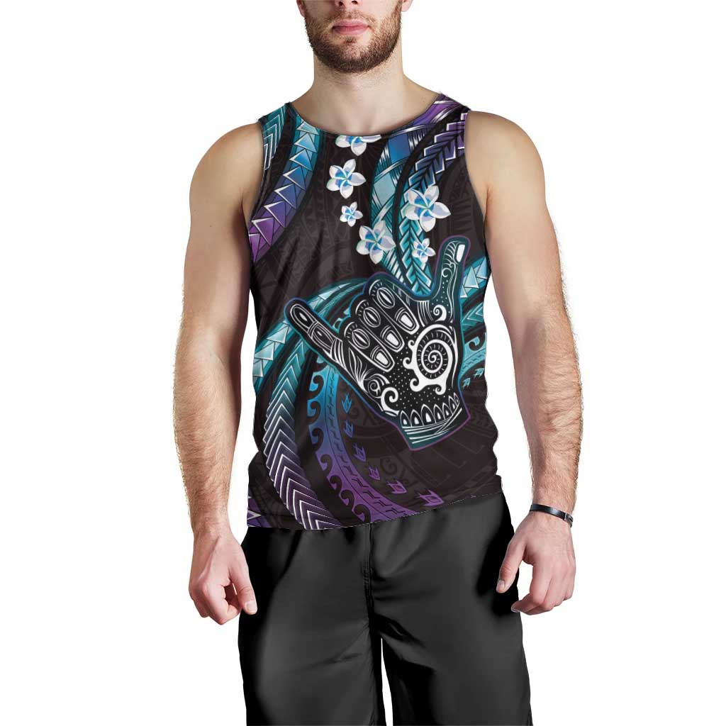 Hawaii Shaka Sign Men Tank Top Fantastic Frangipani Amethyst Gradient LT01 - Polynesian Pride