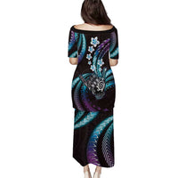 Hawaii Shaka Sign Puletasi Fantastic Frangipani Amethyst Gradient