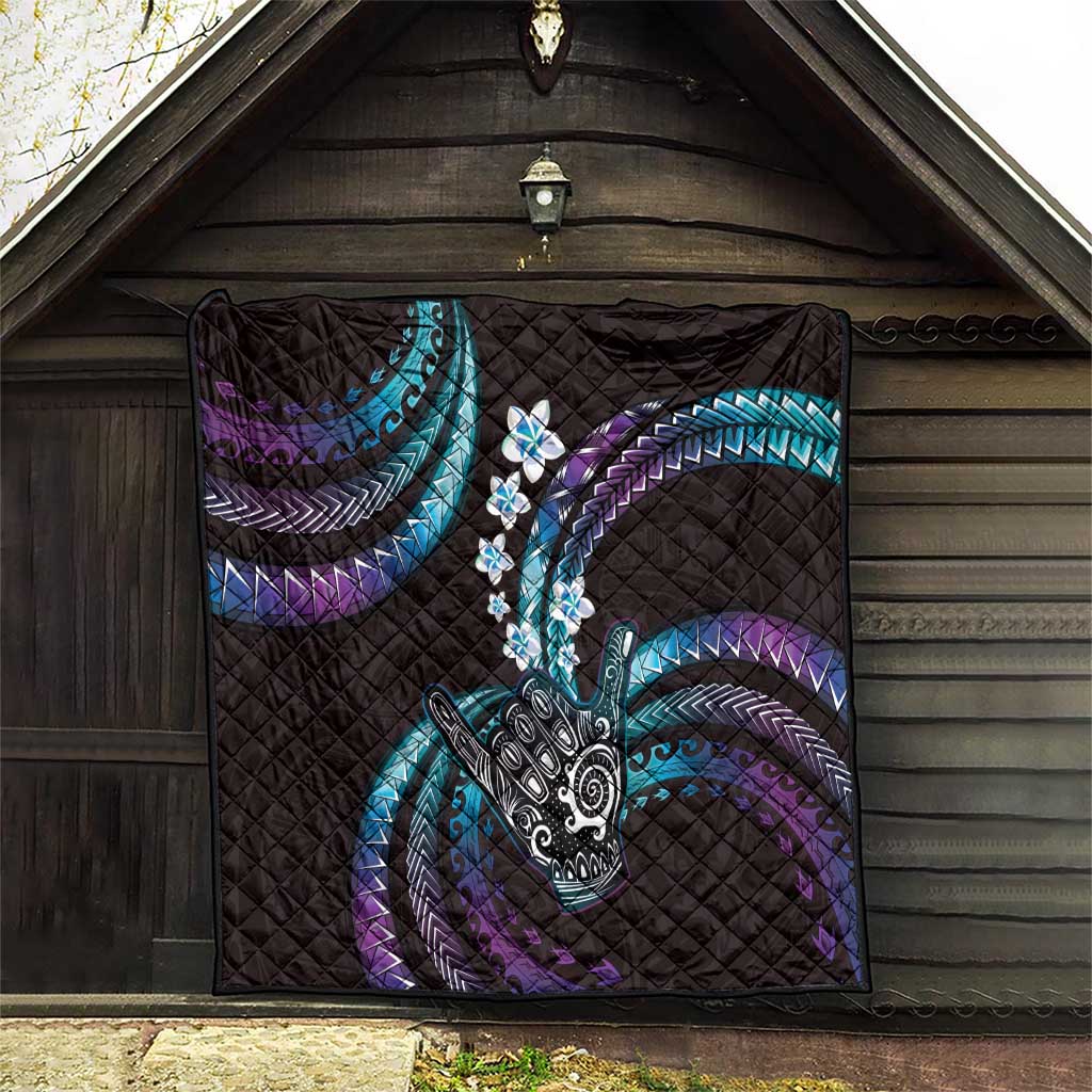 Hawaii Shaka Sign Quilt Fantastic Frangipani Amethyst Gradient