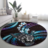 Hawaii Shaka Sign Round Carpet Fantastic Frangipani Amethyst Gradient
