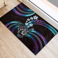 Hawaii Shaka Sign Rubber Doormat Fantastic Frangipani Amethyst Gradient LT01 - Polynesian Pride