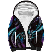Hawaii Shaka Sign Sherpa Hoodie Fantastic Frangipani Amethyst Gradient LT01 Unisex Purple - Polynesian Pride
