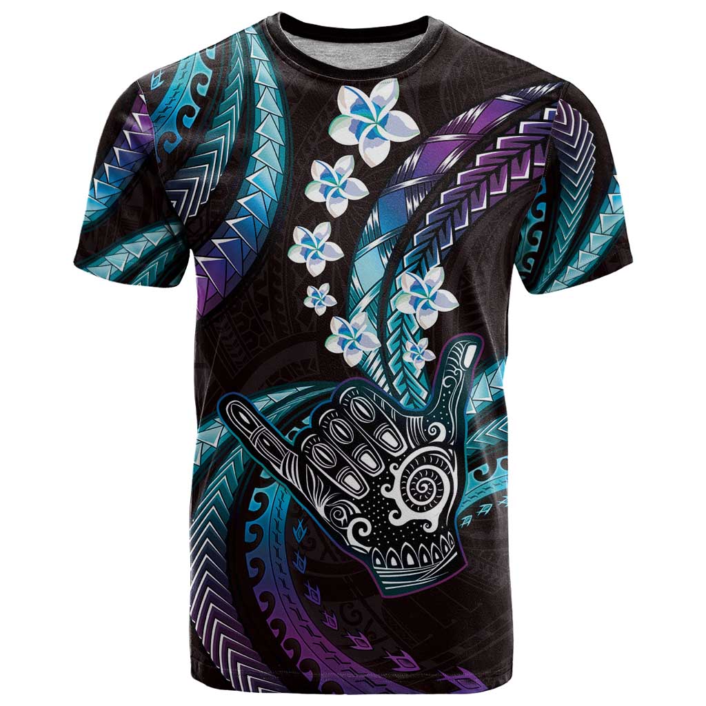 Hawaii Shaka Sign T Shirt Fantastic Frangipani Amethyst Gradient