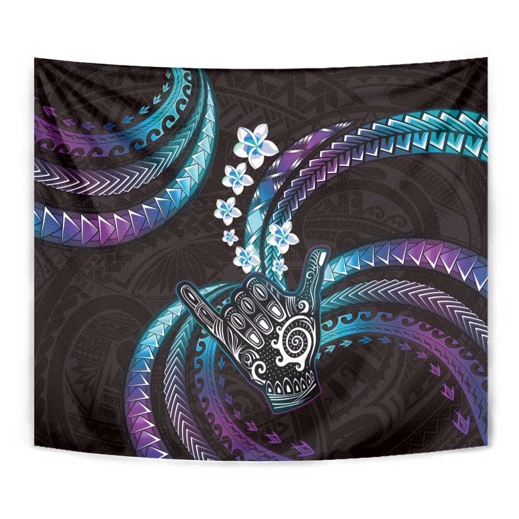 Hawaii Shaka Sign Tapestry Fantastic Frangipani Amethyst Gradient