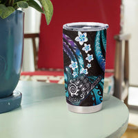Hawaii Shaka Sign Tumbler Cup Fantastic Frangipani Amethyst Gradient
